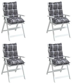 Μαξιλάρια Καρέκλας Χαμηλή Πλάτη 4 τεμ. Γκρι Καρό Ύφασμα Oxford - Πολύχρωμο