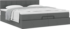 vidaXL Οθωμανικό κρεβάτι με στρώμα Σκούρο γκρι 200x200 cm Ύφασμα