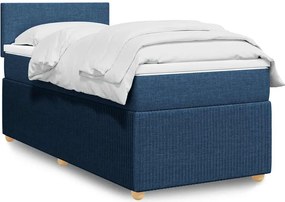 vidaXL Κρεβάτι Boxspring με Στρώμα Μπλε 90x190 εκ.Υφασμάτινο