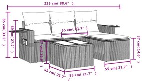 Σετ Καναπέ Κήπου 4 τεμ. Μπεζ Συνθετικό Ρατάν με Μαξιλάρια - Μπεζ