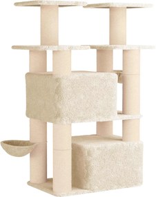 vidaXL Δέντρο γάτας με στύλους ξύρας 2 τμχ. Κρεμ 147 cm