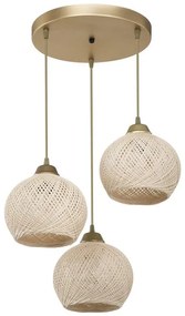 Φωτιστικό οροφής τρίφωτο PWL-1121 Ε27 κρεμ-χρυσό Φ40x75εκ 40x40x75 εκ.