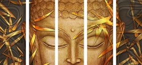Λεπτομέρεια εικόνας 5 μερών Βούδας σε χρυσό σχέδιο - 200x100