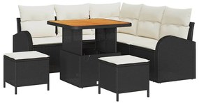 vidaXL Σετ Καναπέ Κήπου με μαξιλάρι 8 pcs Μαύρο, Κρέμα 80 x 80 x 71 cm
