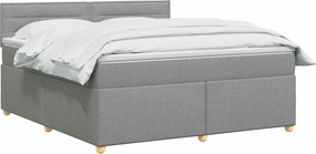 vidaXL Κρεβάτι box spring με στρώμα Ανοιχτό γκρι 140 x 190 cm Ύφασμα