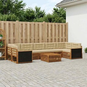 vidaXL Σειρά Καναπέ Εξωτερικού 8 pcs Φυσικό και Μπεζ