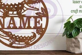 Σετ των 2 Intra απο ξύλο plywood 3mm-4mm πάχος - Πινακίδα ονόματος κροκόδειλου Laser Cut Δίασταση 30x20 cm INTRAFABR-96469385