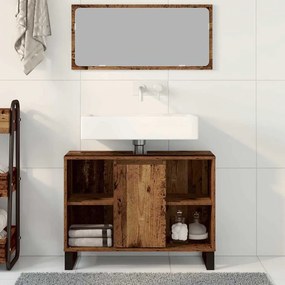vidaXL Ντουλάπι Μπάνιου Παλιό Ξύλο 80 x 33 x 60 εκ Επεξεργασμένο Ξύλο