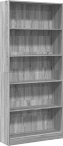 vidaXL Βιβλιοθήκη Γκρι Sonoma 80x24x176 εκ. από Επεξεργ. Ξύλο
