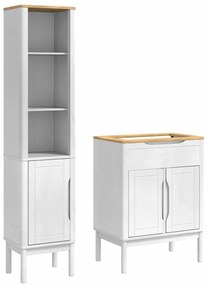 vidaXL Σετ Επίπλων Μπάνιου FLORO 2 pcs Λευκό Στερεό ξύλο πεύκου