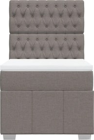 vidaXL Κρεβάτι Boxspring με Στρώμα Taupe 90x200 εκ. Υφασμάτινο