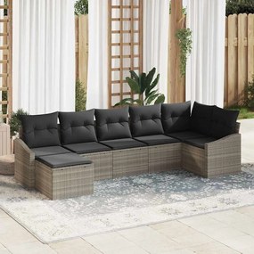 vidaXL Σετ Καναπέ Κήπου 7 pcs Ανοιχτό γκρι Πολυ ράταν