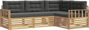 vidaXL Σειρά Καναπέ Εξωτερικού 5 pcs Άσπρο και Ανθρακί Πολυεστέρας