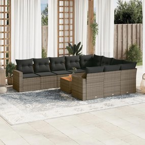vidaXL Patio Sofa Set 10-θέσια Grey and Dark Grey