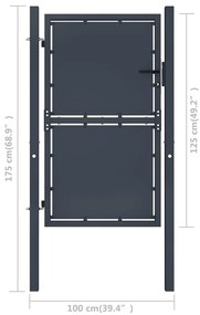 vidaXL Πόρτα Περίφραξης Κήπου Ανθρακί 100 x 125 εκ. Ατσάλινη