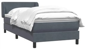 vidaXL Κρεβάτι Boxspring με Στρώμα Σκούρο Γκρι 90x210 εκ. Βελούδινο