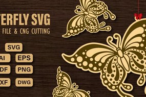 Σετ των 2 Intra απο ξύλο plywood 3mm-4mm πάχος πεταλούδας και κοπής CNC Δίασταση 20x30 cm INTRAFABR-99338231