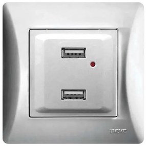 Πρίζα USB 2 Θύρες Ασημί H-Series 50-00139-5 Lineme 50-00139-5
