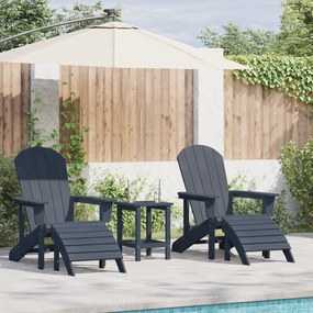vidaXL Καρέκλες Adirondack με Πόδια 2 τμχ Ναυτικό Μπλε HDPE