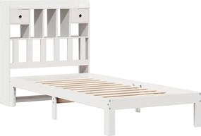 vidaXL Κρεβάτι Βιβλιοθήκη Χωρίς Στρώμα Λευκό 75x190 εκ Μασίφ Πεύκο