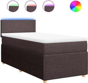 vidaXL Κρεβάτι Boxspring με Στρώμα Σκούρο Καφέ 90x190 εκ. Υφασμάτινο