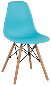 Chair with wooden legs and seat Twist PP Light Blue  46x50x82 cm