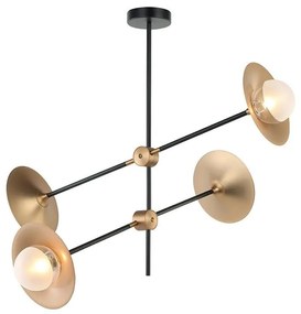 Φωτιστικό Οροφής - Ράγα HL4324C84BB 4ΧG9 85X81ΧΗ67 Brass-Black Aca Decor Μέταλλο,Γυαλί