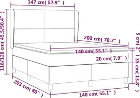 vidaXL Κρεβάτι Boxspring με Στρώμα Μαύρο 140x200 εκ. Υφασμάτινο
