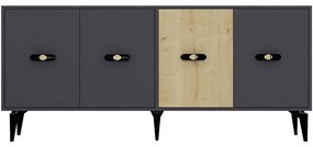 Μπουφές Cherry 475OLV2379 180x35x82,6cm Anthracite-Oak Μοριοσανίδα, Μελαμίνη