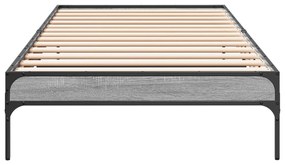 vidaXL Πλαίσιο Κρεβατιού Γκρι Sonoma 75x190 εκ. Επεξ. Ξύλο &amp; Μέταλλο