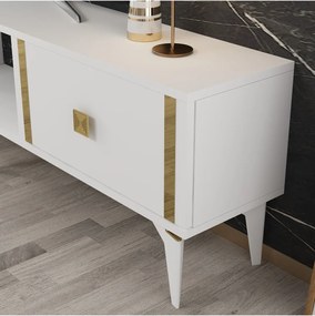 Stewehome Έπιπλο τηλεόρασης λευκό ασημί 44x29x150 cm