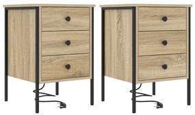 vidaXL Κουτιά Κρεβατοκάμαρας 2 pcs Sonoma Δρυς 42 x 41 x 61 εκ