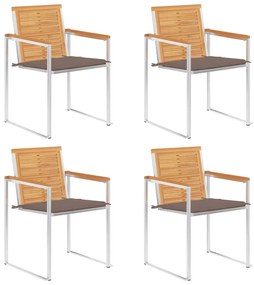 vidaXL Καρέκλες Κήπου 4 τεμ. από Μασίφ Ξύλο Teak με Μαξιλάρια