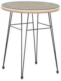 SALSA Τραπέζι H.70cm Μεταλλικό Μαύρο/Wicker Φυσικό D.60x70cm Ε244,ΤΗ
