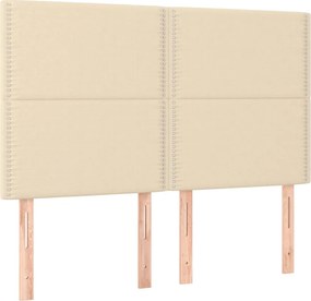 vidaXL Κρεβάτι Boxspring με Στρώμα &amp; LED Κρεμ 140x190 εκ. Υφασμάτινο