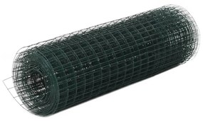 vidaXL Συρματόπλεγμα Τετράγωνο Πράσινο 25x0,5 μ. Ατσάλι Επικάλυψη PVC
