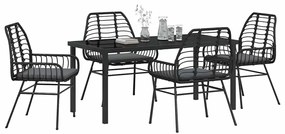 vidaXL Σέτ φαγητού για κήπο 5 pcs Μαύρο συνθετικό ρατάν