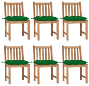 3073135 vidaXL Καρέκλες Κήπου 6 τεμ. από Μασίφ Ξύλο Teak με Μαξιλάρια Πράσινο, 1 Τεμάχιο