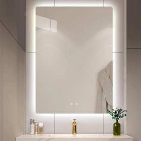 Καθρέφτης Led 0762-L-01-01 60x80cm White Ξύλο,Γυαλί