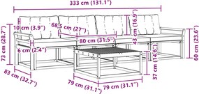 vidaXL Σειρά Καναπέ Εξωτερικού 5 pcs Λευκό και Κρεμ