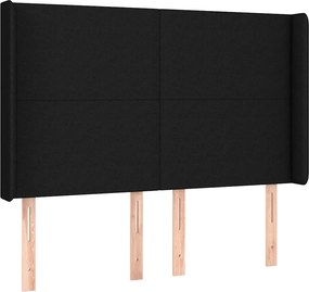 vidaXL Κρεβάτι Boxspring με Στρώμα &amp; LED Μαύρο 140x190 εκ. Υφασμάτινο