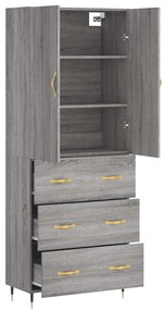 vidaXL Ντουλάπι Γκρι Sonoma 69,5 x 34 x 180 εκ. Επεξεργασμένο Ξύλο