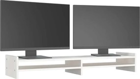 vidaXL Βάση Οθόνης Λευκή 100x27x15 εκ. από Μασίφ Ξύλο Πεύκου