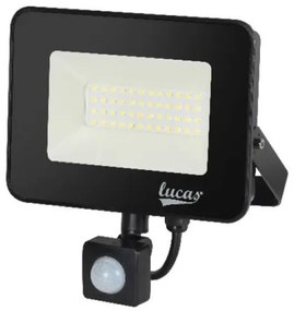 Προβολέας LED 20W IP65 6500K Ανιχνευτής Κίνησης Μαύρο 1120N Lucas-1120N-Μαύρο 1120N
