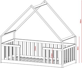 Παιδικό Κρεβάτι Σπιτάκι BEE 80x180 grey