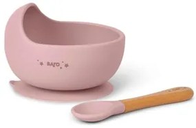 Σετ φαγητού bowl & κουτάλι Saro Nordic Wave Pink 4+m
