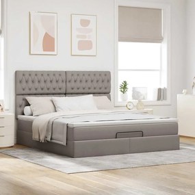 vidaXL Οθωμανικό κρεβάτι με στρώμα &amp; LEDs Taupe 180x200cm ύφασμα