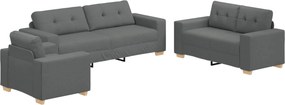 vidaXL Καναπές 3 pcs Σκούρο Γκρι 221 x 80 x 80 εκ