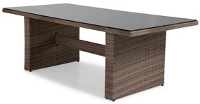 Τραπέζι εξωτερικού χώρου Comfort Garden 1569, Επεξεργασμένο γυαλί, 74x100cm, 43 kg, Καφέ, Πλαστικό ψάθινο | Epipla1.gr