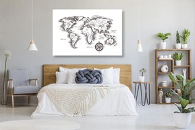 Εικόνα στον παγκόσμιο χάρτη φελλού σε όμορφο σχέδιο - 120x80  wooden